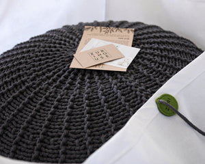 Knitted pouffe, Medium | CHARCOAL - Zuri House