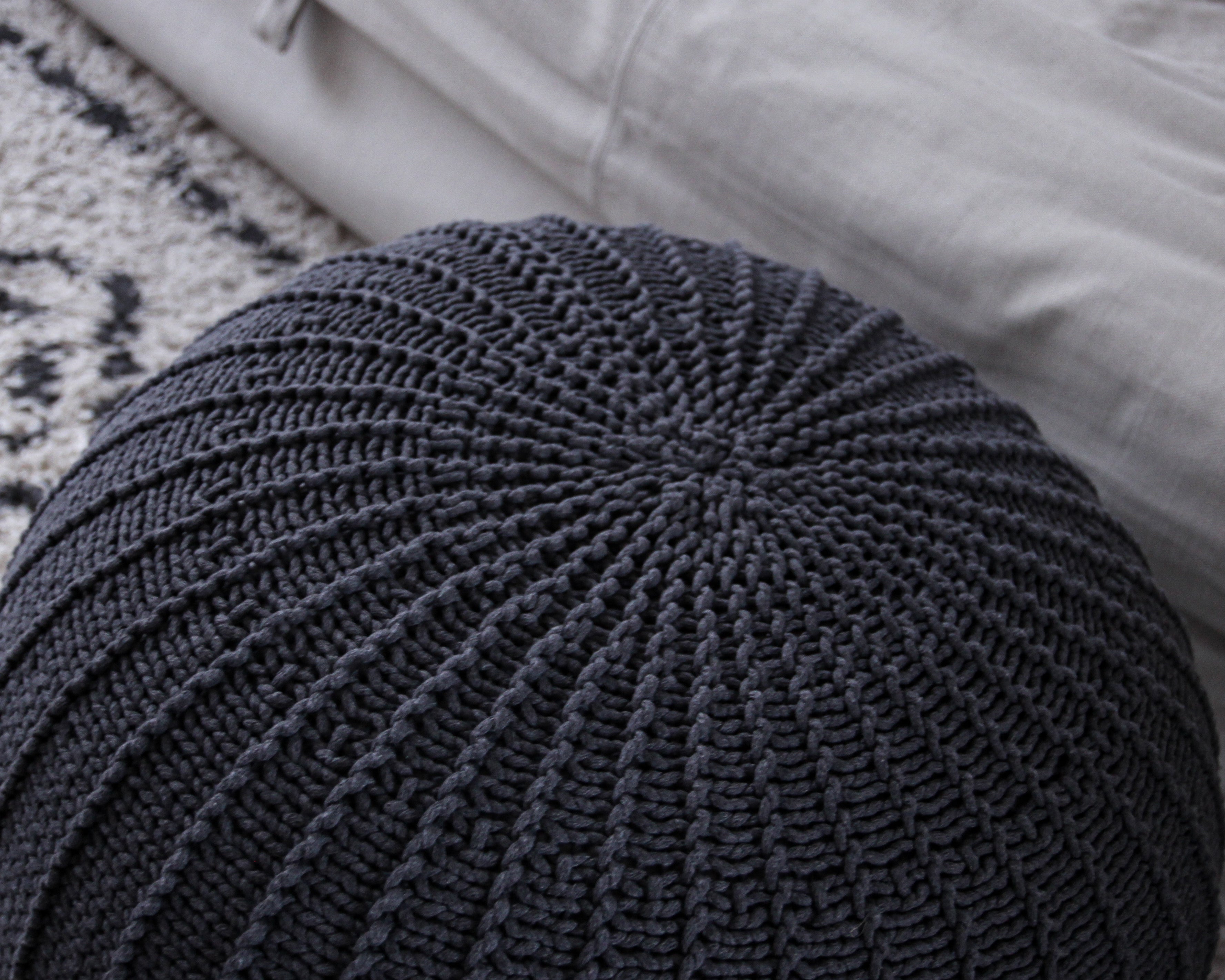 Knitted pouffe, Large | GRAPHITE