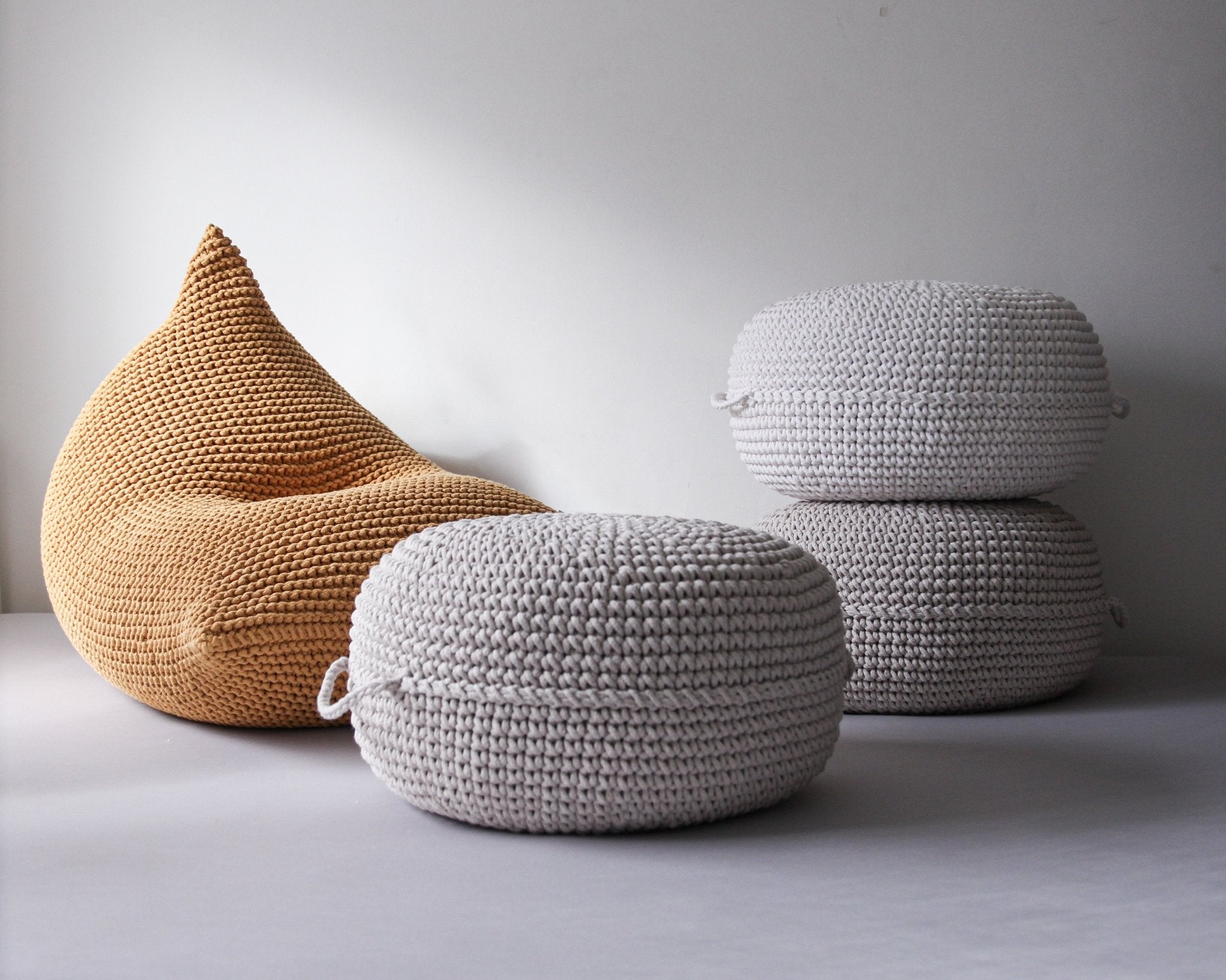 Knitted bean bag MUSTARD - Zuri House