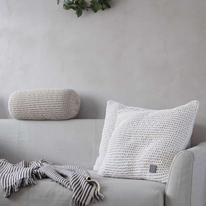 Knitted bolster cushion | BEIGE - Zuri House