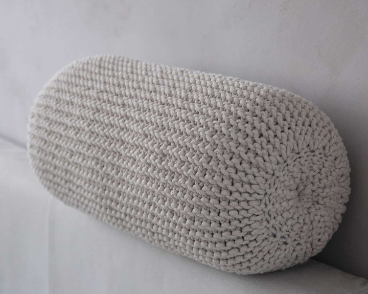 Knitted bolster cushion | BEIGE - Zuri House