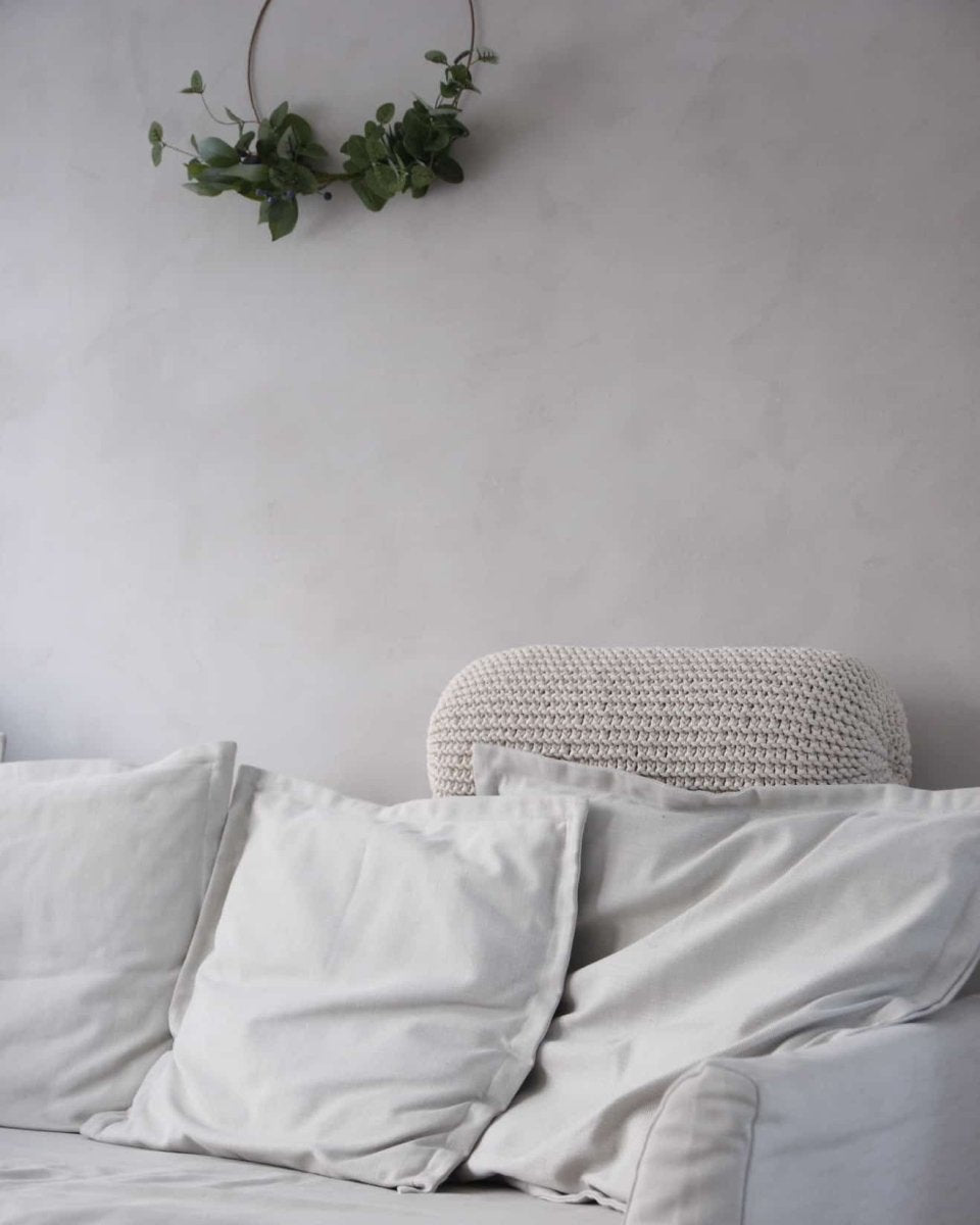 Knitted bolster cushion | BEIGE - Zuri House