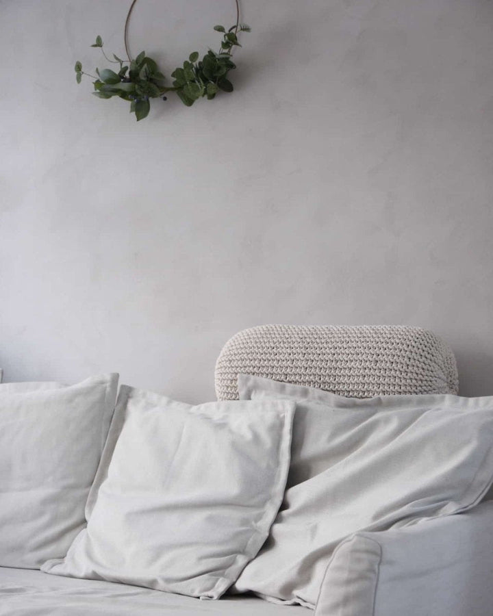 Knitted bolster cushion | BEIGE - Zuri House