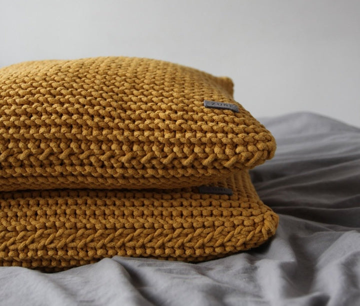 Knitted cushion | MUSTARD | R2G - Zuri House