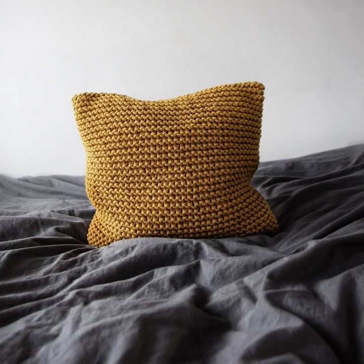 Knitted cushion | MUSTARD | R2G - Zuri House