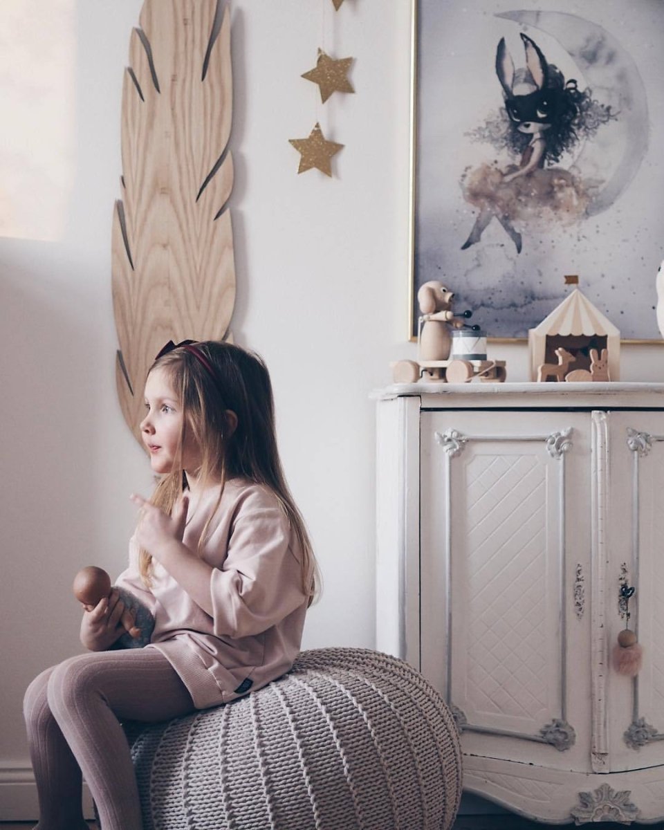 Knitted pouffe | BEIGE - Zuri House