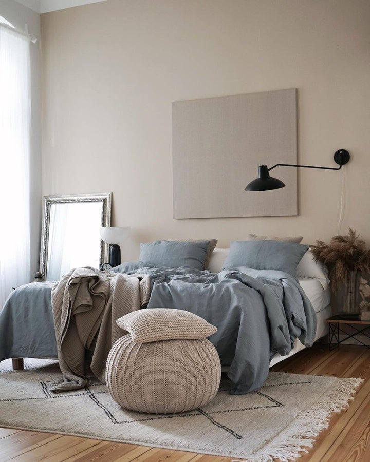 Knitted pouffe | BEIGE - Zuri House