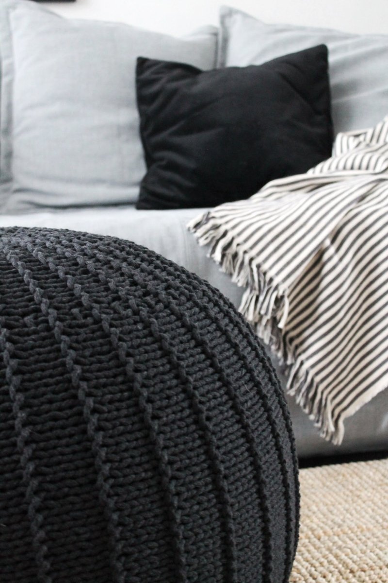 Knitted pouffe | CHARCOAL - Zuri House