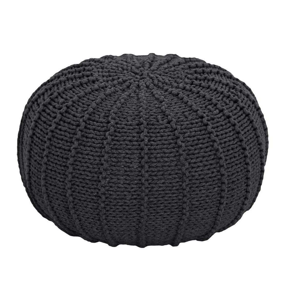 Knitted pouffe | CHARCOAL - Zuri House