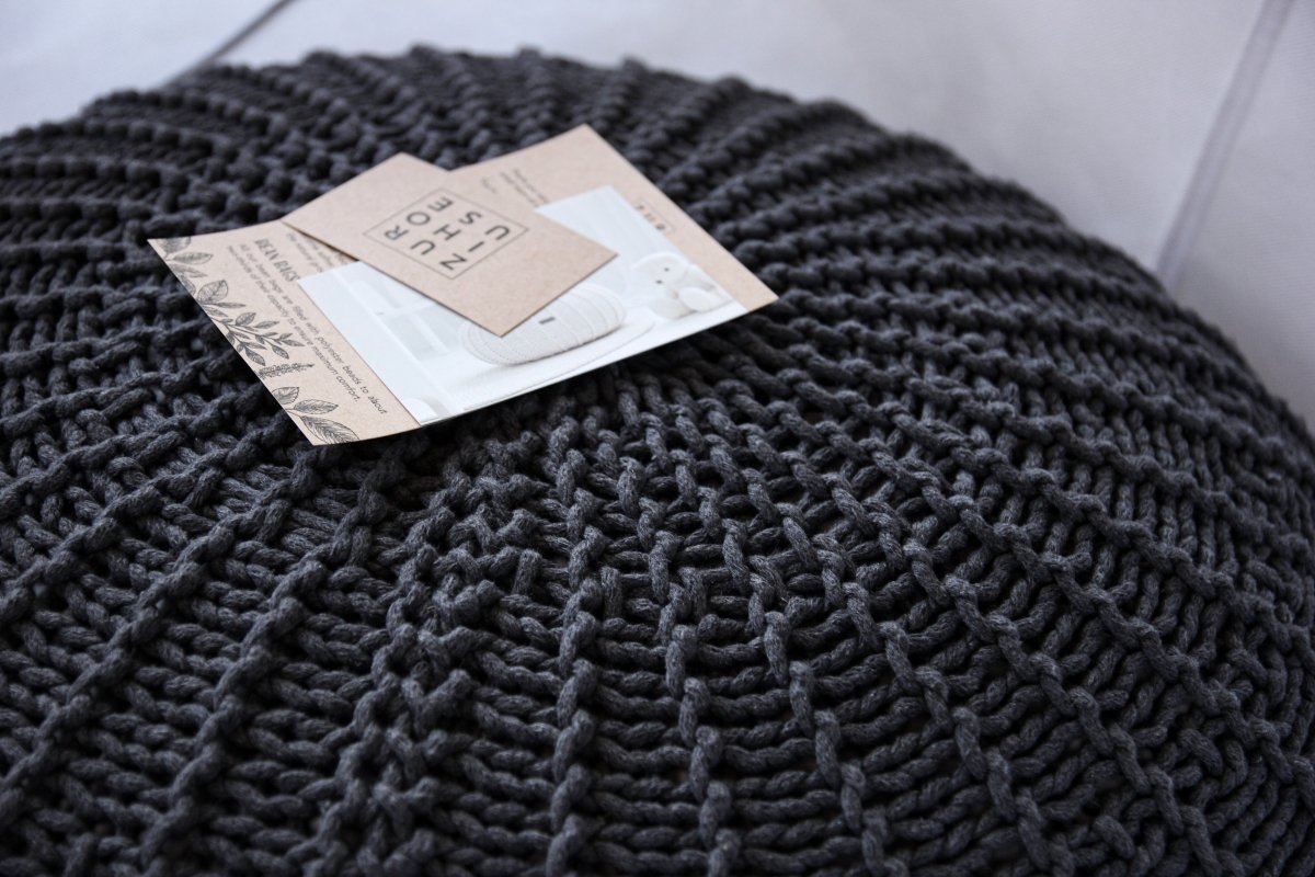Knitted pouffe | CHARCOAL - Zuri House