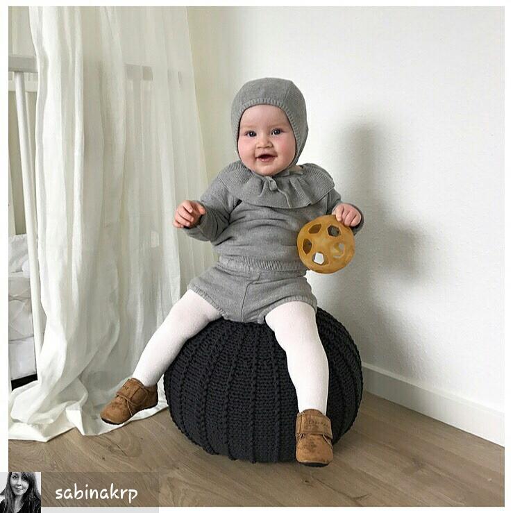 Knitted pouffe | CHARCOAL - Zuri House