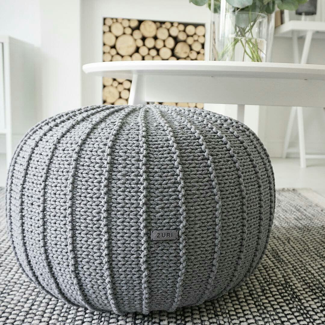 Knitted pouffe | DARK GREY - Zuri House