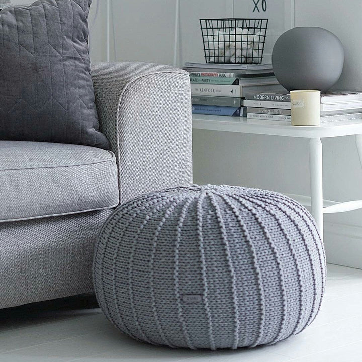 Knitted pouffe | DARK GREY - Zuri House