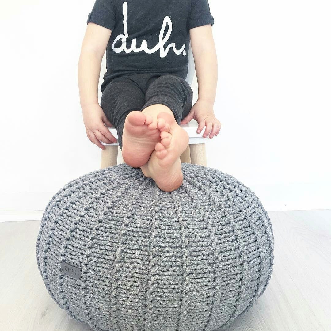 Knitted pouffe | DARK GREY - Zuri House