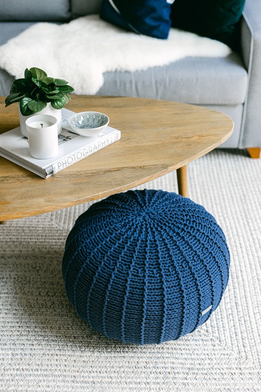Knitted pouffe DENIM BLUE - Zuri House