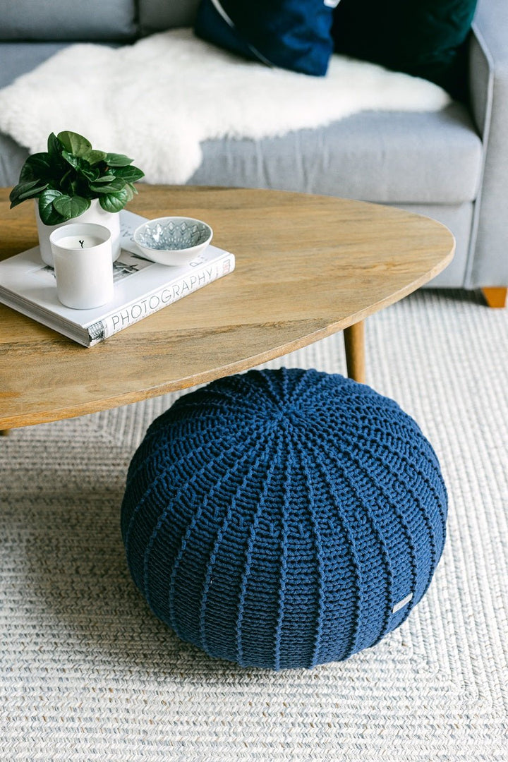 Knitted pouffe DENIM BLUE - Zuri House