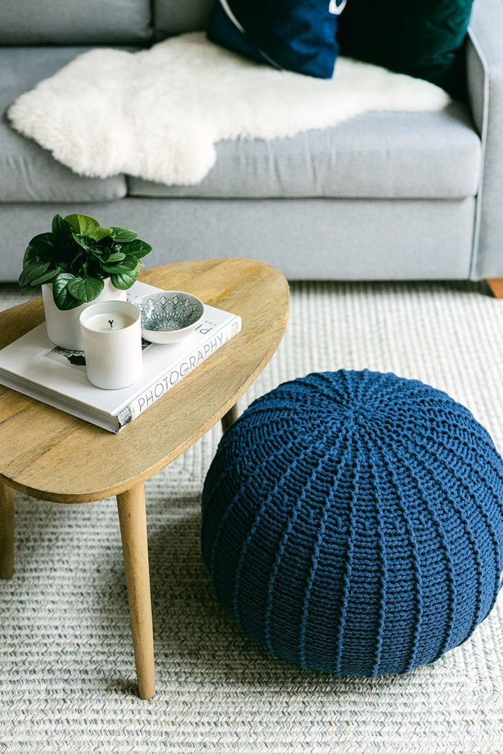 Knitted pouffe DENIM BLUE - Zuri House