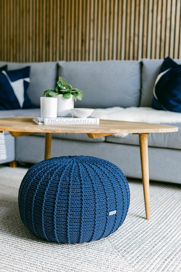 Knitted pouffe DENIM BLUE - Zuri House