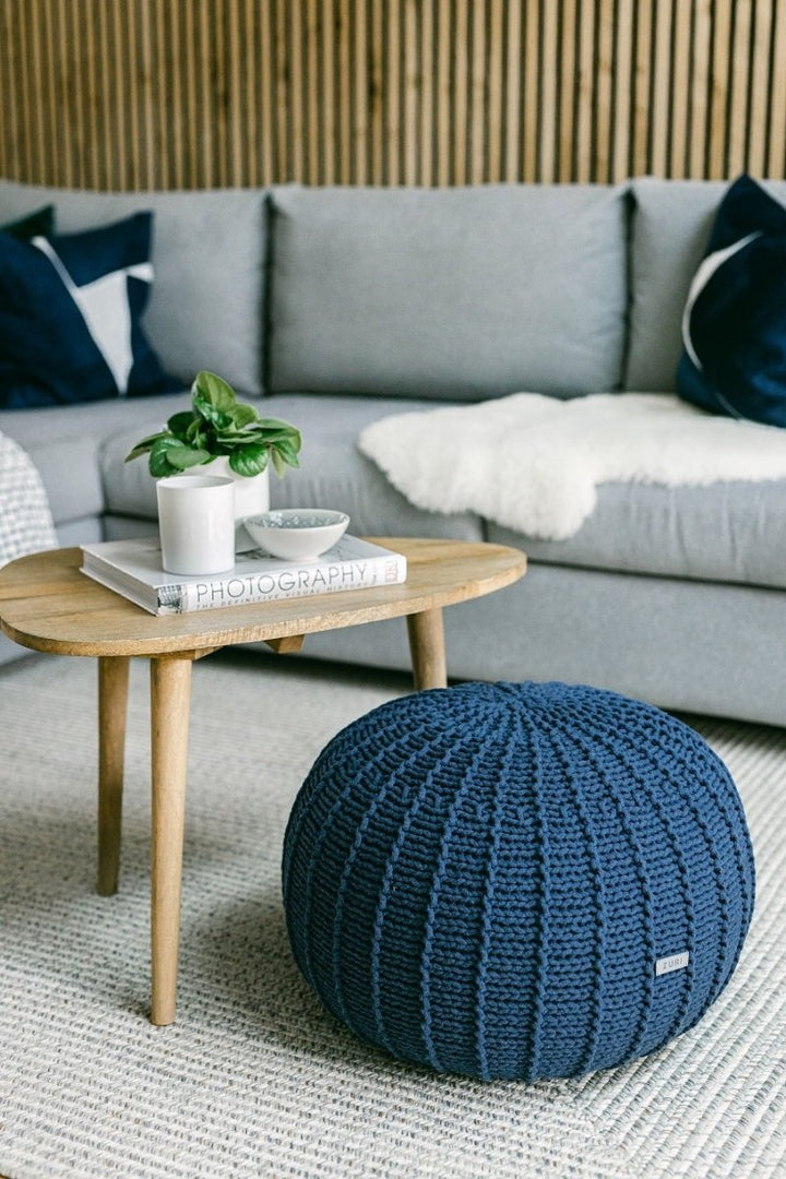 Knitted pouffe | DENIM BLUE - Zuri House