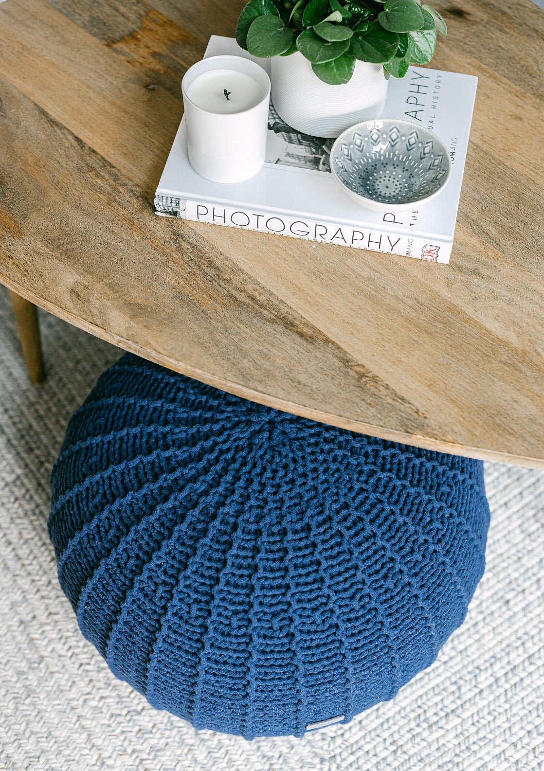 Knitted pouffe DENIM BLUE - Zuri House
