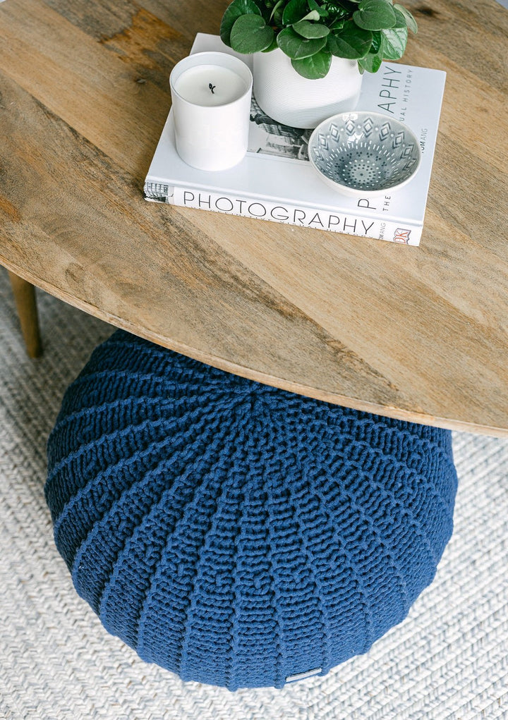 Knitted pouffe DENIM BLUE - Zuri House