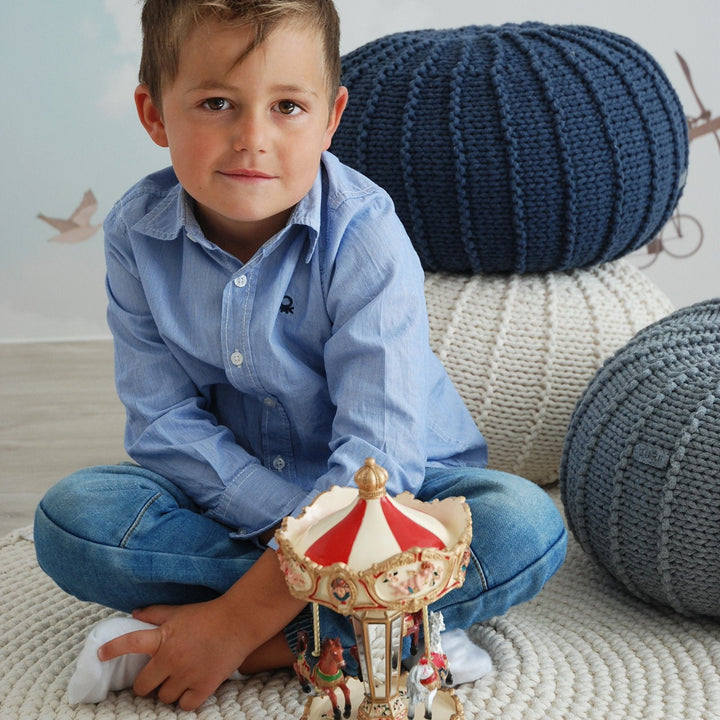 Knitted pouffe DENIM BLUE - Zuri House