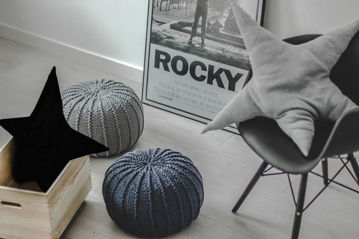 Knitted pouffe DENIM BLUE - Zuri House