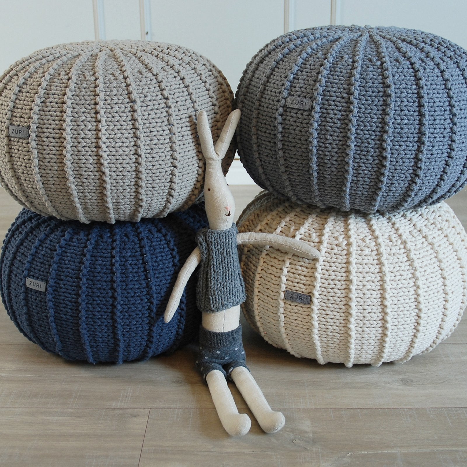 Knitted pouffe DENIM BLUE - Zuri House