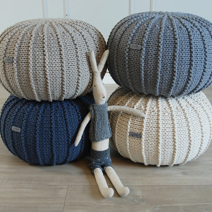 Knitted pouffe DENIM BLUE - Zuri House