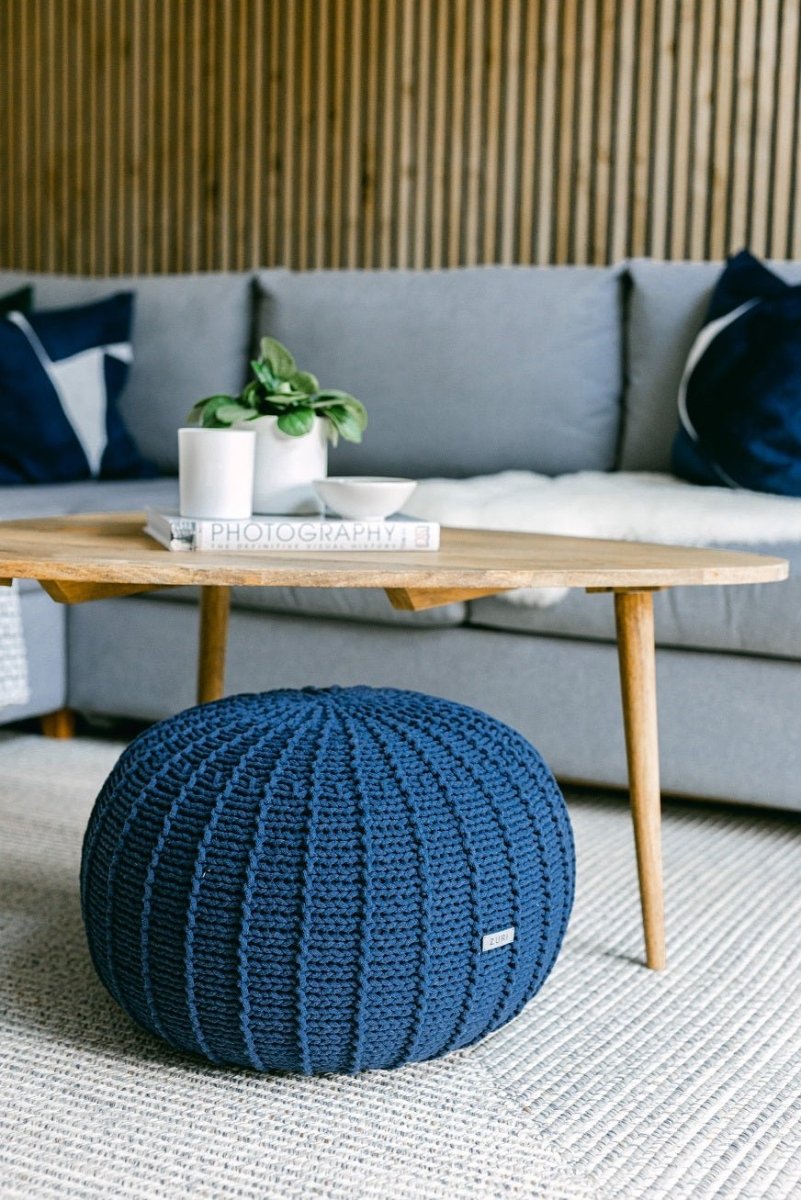 Knitted pouffe | DENIM BLUE - Zuri House