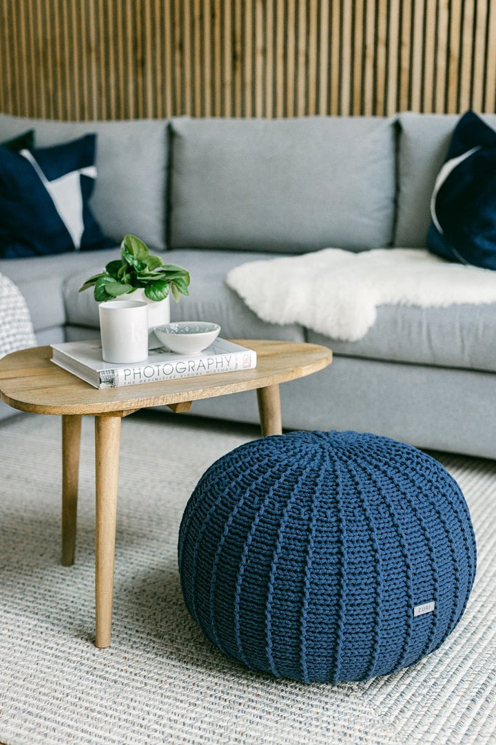 Knitted pouffe DENIM BLUE - Zuri House