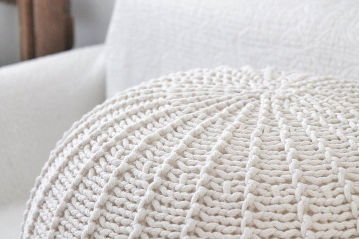 Knitted pouffe | IVORY - Zuri House