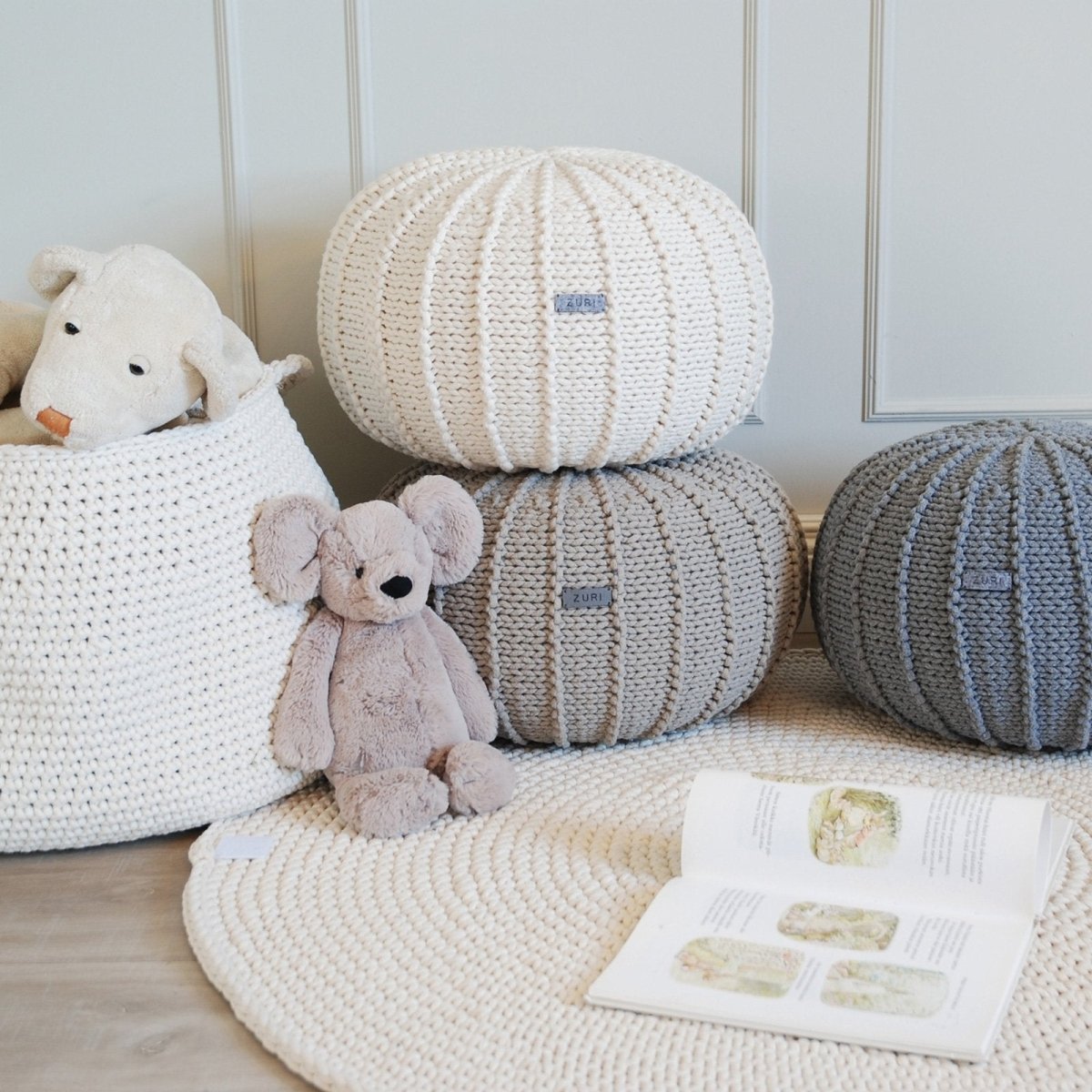 Knitted pouffe | IVORY - Zuri House