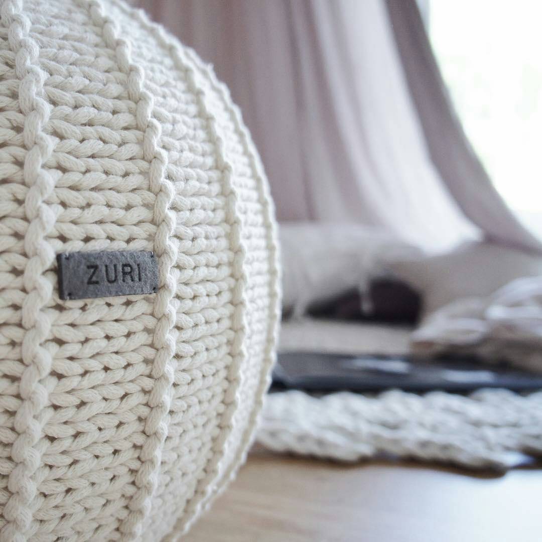Knitted pouffe | IVORY - Zuri House