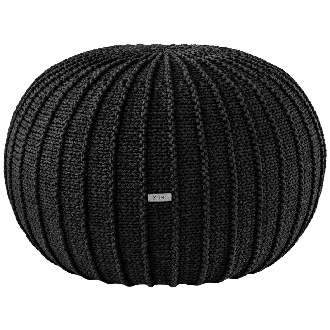 Knitted pouffe, Large | CHARCOAL - Zuri House