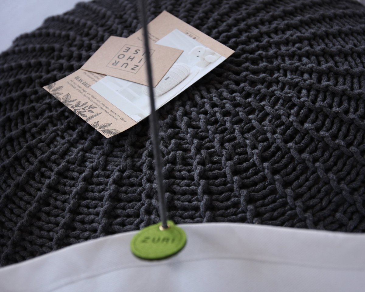 Knitted pouffe, Large | CHARCOAL - Zuri House