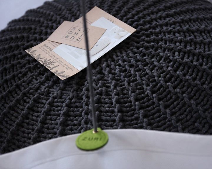 Knitted pouffe, Large | CHARCOAL - Zuri House