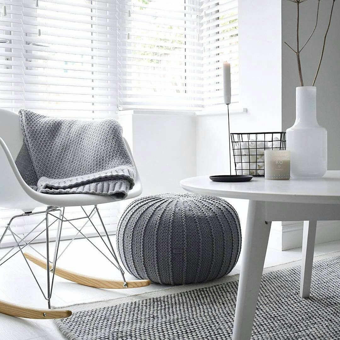 Knitted pouffe, Large | DARK GREY - Zuri House
