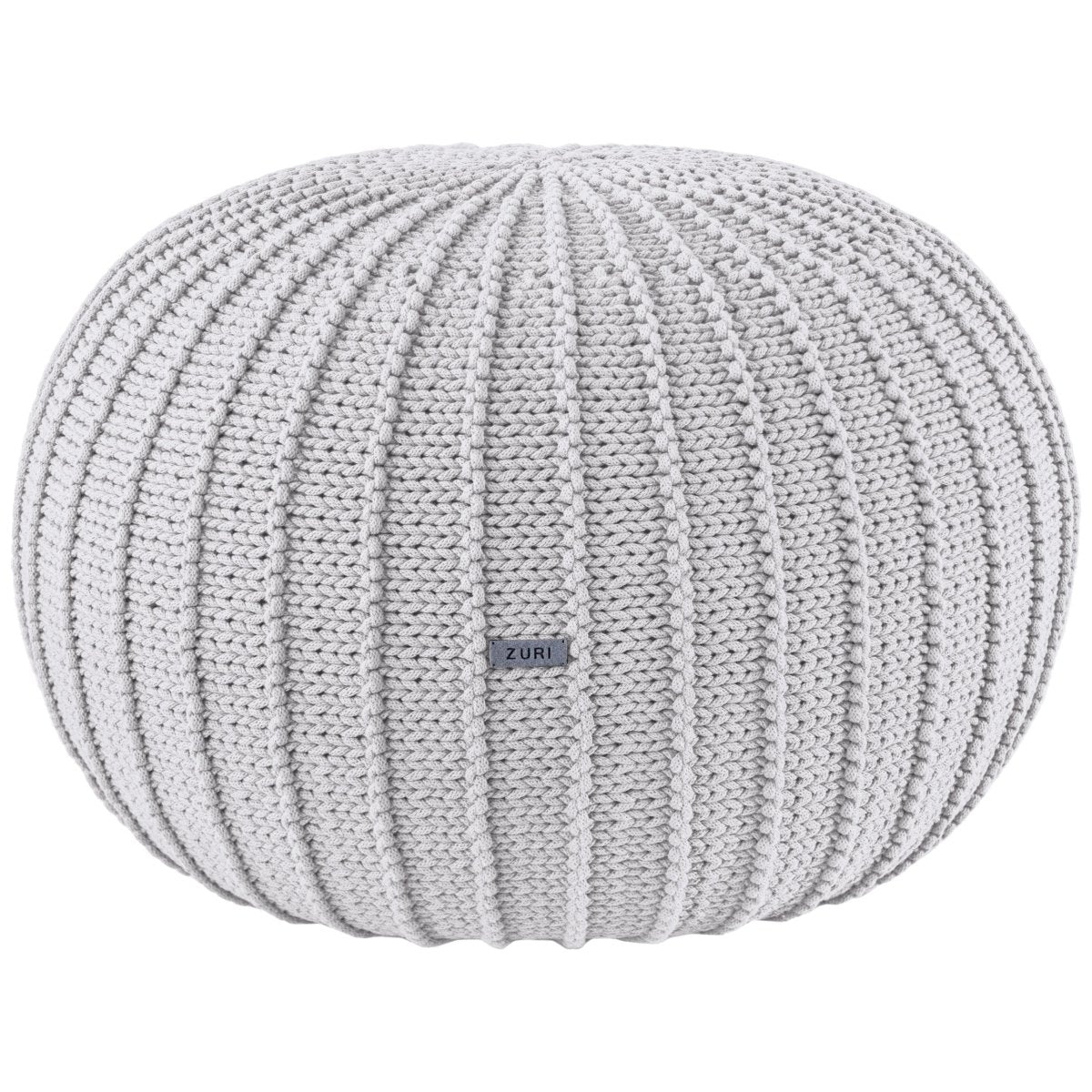 Knitted pouffe, Large | LIGHT GREY - Zuri House