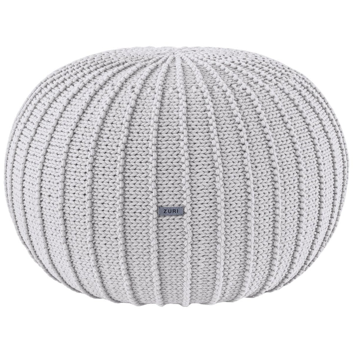 Knitted pouffe, Large | LIGHT GREY - Zuri House