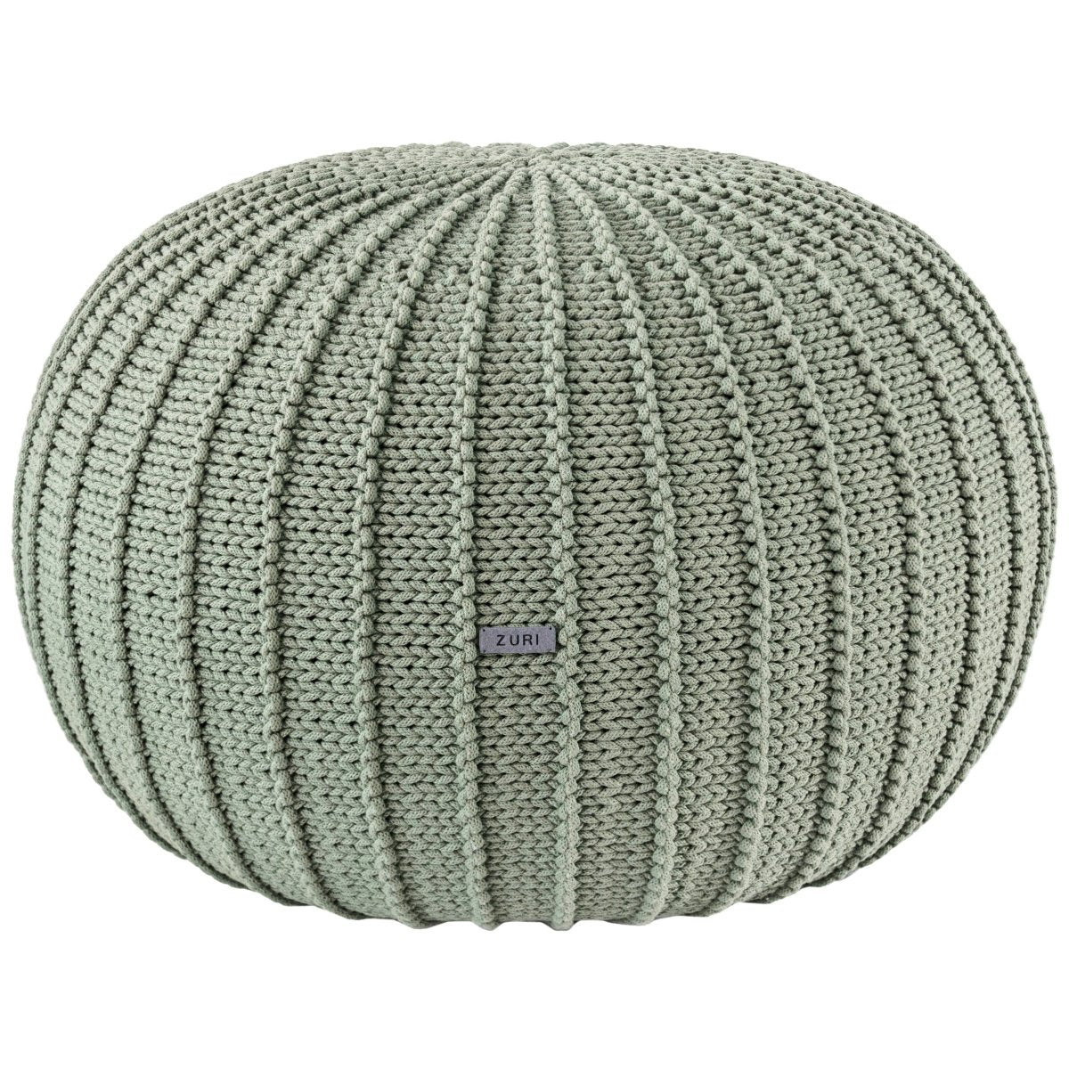Knitted pouffe, Large | LIGHT OLIVE - Zuri House