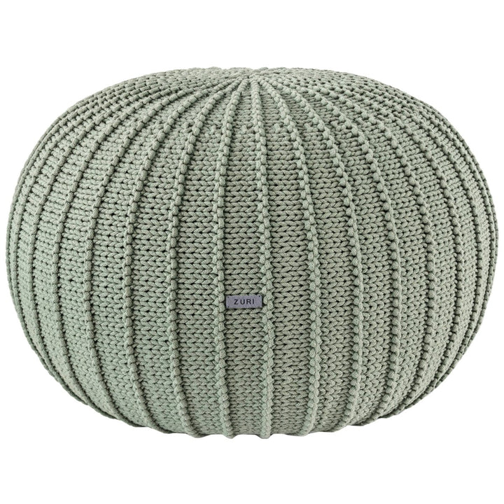 Knitted pouffe, Large | LIGHT OLIVE - Zuri House