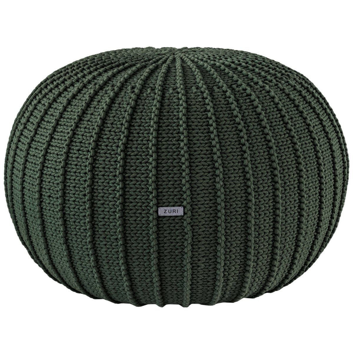 Knitted pouffe, Large | OLIVE GREEN - Zuri House
