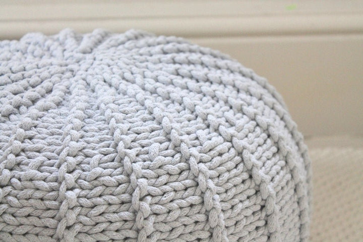 Knitted pouffe | LIGHT GREY - Zuri House