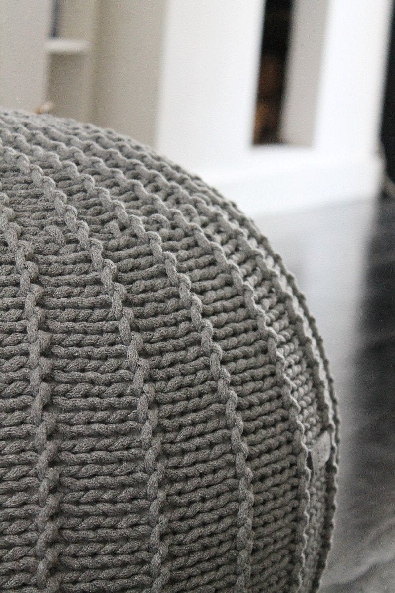 Knitted pouffe, Medium | DARK GREY - Zuri House