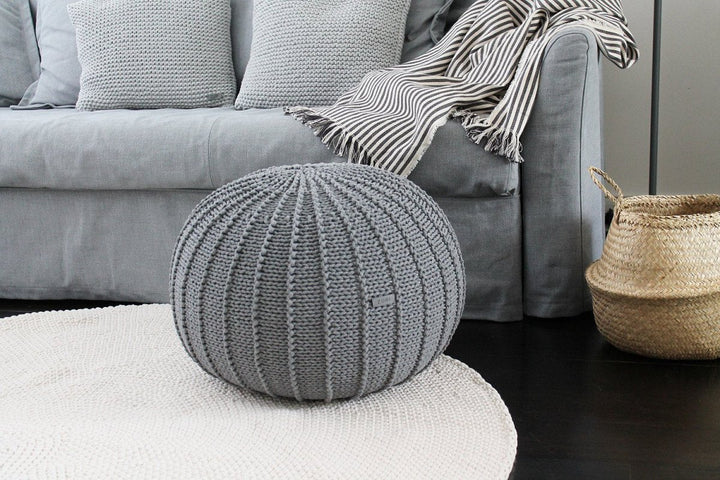 Knitted pouffe, Medium | DARK GREY - Zuri House