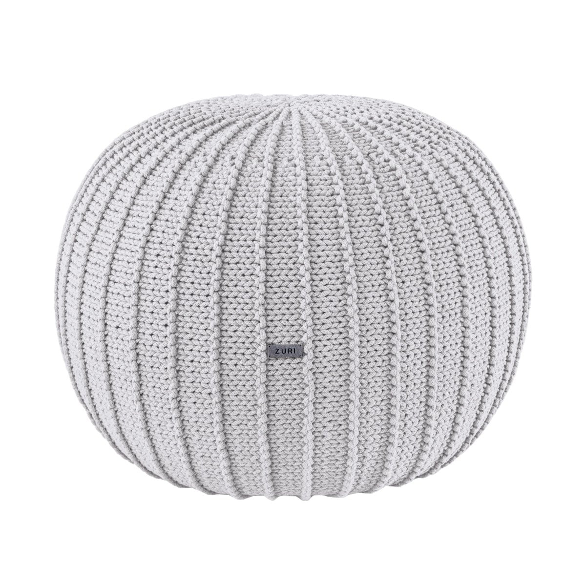 Knitted pouffe, Medium | LIGHT GREY - Zuri House