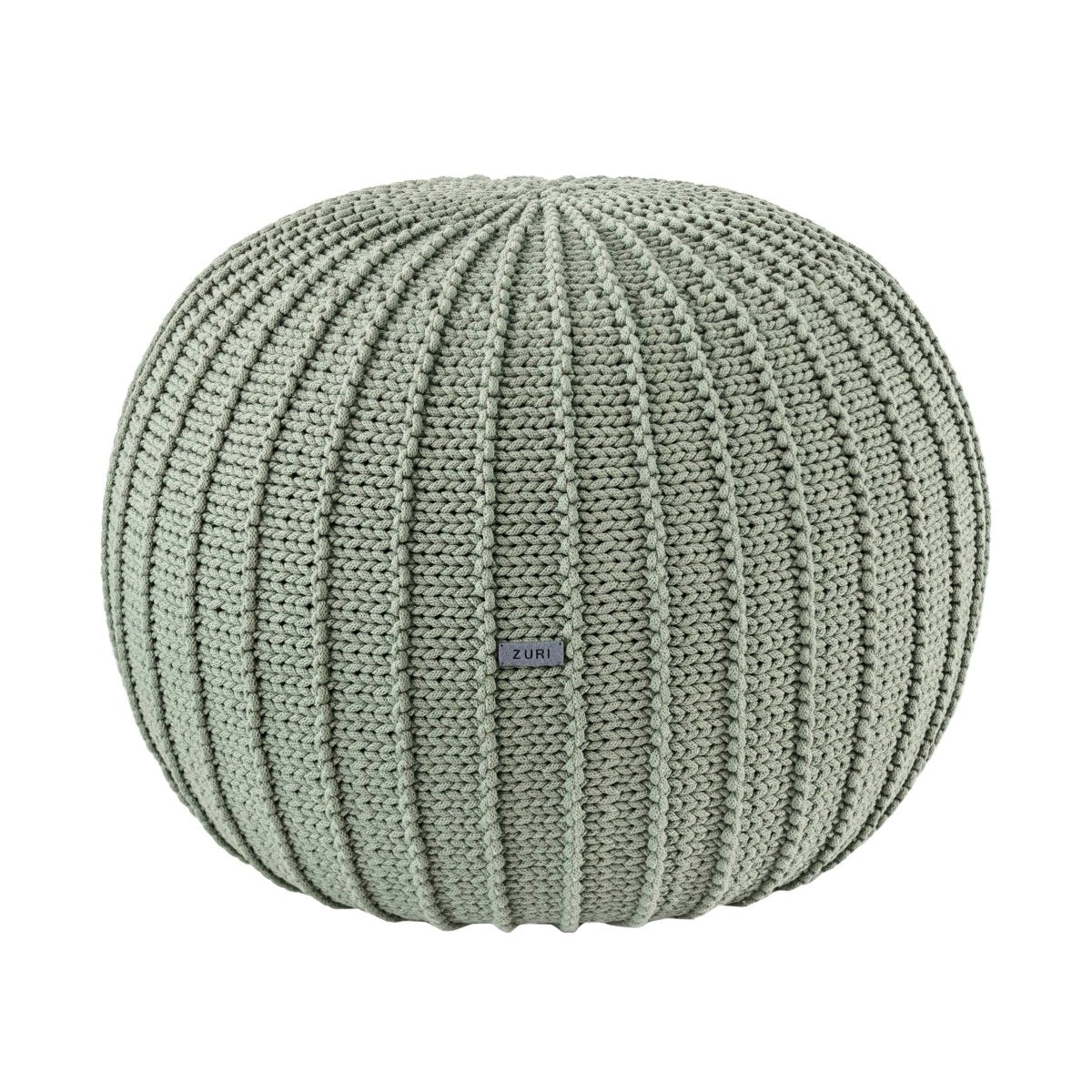 Knitted pouffe, Medium | LIGHT OLIVE - Zuri House