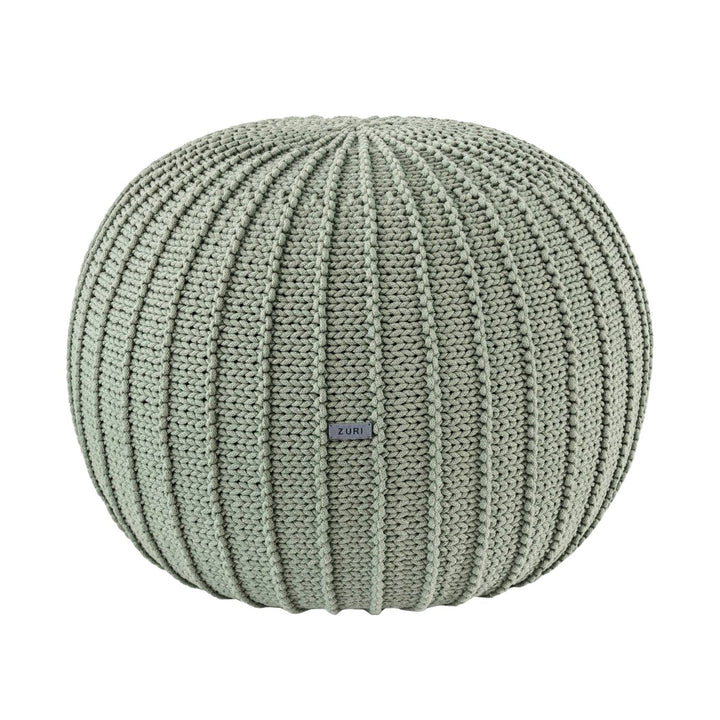 Knitted pouffe, Medium | LIGHT OLIVE - Zuri House