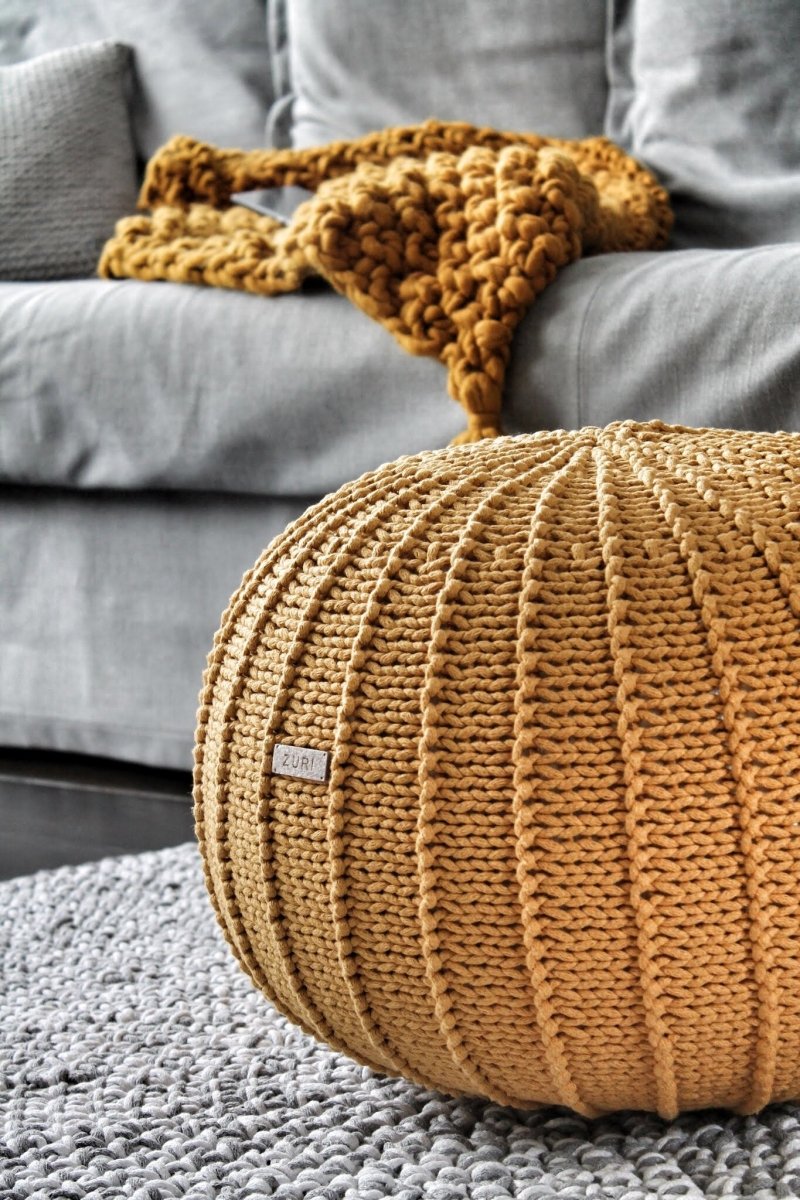 Knitted pouffe, Medium | MUSTARD - Zuri House